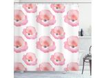 Abakuhaus Tenda Da Doccia Acquerellata, Opera D'arte Con Silhouette Floreali Ripetitive E Macchie Di Colore, 175 X 200 Cm, Rosa