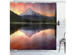 Abakuhaus Tenda Da Doccia Con Motivo Montagna, Riflessi Del Monte Hood Sul Lago Trillium In Oregon Al Tramonto, Paesaggi Naturali, 175 X 180 Cm, Multicolore