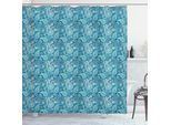 Abakuhaus Tenda Da Doccia Blu Paisley, Motivi Floreali Folk, Elementi Simili, Motivi Buta, Stampa Illustrata, 175 X 180 Cm, Blu Mare E Verde Mandorla