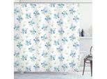 Abakuhaus Tenda Da Doccia Con Motivi Floreali, Rami Di Nontiscordardime, Foglie E Fiori Su Sfondo Neutro, 175 X 240 Cm, Azzurro Pallido Multicolore
