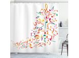 Abakuhaus Tenda Da Doccia Con Note Musicali, Illustrazione Di Random Fluss Waving Colorata Su Sfondo Semplice, 175 X 220 Cm, Multicolore