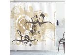 Abakuhaus Tenda Da Doccia Musicale, Motivi Sporchi Su Sfondo Normale Illustrazione Toni Neutri Stampa, 175 X 180 Cm, Bianco Seal Brown
