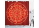 Abakuhaus Tenda Da Doccia Mandala, Motivi Ottomani Cornice Arabescata Design Etnico Petali Di Fiori, 175 X 220 Cm, Rosso Bordeaux Rosso Cinabro
