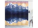 Abakuhaus Tenda Da Doccia Con Montagne, Colline E Alberi Silhouette Riflesse Sul Lago In Paesaggi Naturali Serali, 175 X 180 Cm, Multicolore