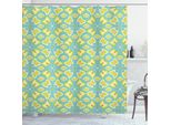 Abakuhaus Tenda Da Doccia Astratta, Damasco Flourish Con Motivo A Farfalle Come Motivo Continuo, 175 X 180 Cm, Giallo Verde Acqua