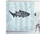 Abakuhaus Tenda Da Doccia Under The Sea, Disegno Doodle Di Un Pesce Con Divertente Scritta, 175 X 200 Cm, Azzurro E Multicolore