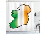 Abakuhaus Irlanda Tenda Da Doccia Con Mappa, Grafica Cartoon Su Sfondo Semplice Irish Colors, 175 X 180 Cm, Arancione, Verde E Bianco