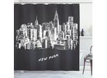 Abakuhaus Nyc Tenda Da Doccia, Edifici Moderni E Metropolitani Disegnati A Mano Nella Città Di New York Calligrafia, 175 X 180 Cm, Grigio Antracite E Bianco