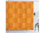 Abakuhaus Tenda Da Doccia Etnica, Motivi Tradizionali Africani Fiori Astratti In Colori Caldi, 175 X 180 Cm, Arancione Vermiglio Giallo
