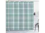 Abakuhaus Tenda Da Doccia Astratta, Motivo A Quadri Con Strisce E Quadrati Incrociati In Diagonale, 175 X 240 Cm, Verde Menta Verde Scuro Verde Acqua