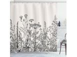 Abakuhaus Tenda Da Doccia Con Motivi Floreali, Composizione Di Fiori Selvatici - Illustrazione Botanica Campagna Natura, 175 X 180 Cm, Pale Eggshell Grigio Scuro