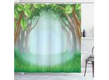 Abakuhaus Tenda Da Doccia Wald, Bellissimo Stile Cartoon Fiabesco Con Illustrazioni Di Alberi E Erba Della Foresta, 175 X 200 Cm, Multicolore