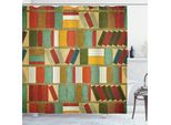 Abakuhaus Libreria Tenda Da Doccia, Stile Vintage Motivo Continuo Tema Biblioteca Effetto Acquerello Pittura, 175 X 180 Cm, Multicolore