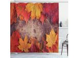 Abakuhaus Tenda Da Doccia Fallen, Un Mazzo Di Foglie Autunnali Su Una Superficie Di Legno Shabby, Tema Natura Settembre-Ottobre, 175 X 180 Cm, Multicolore