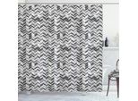Abakuhaus Tenda Da Doccia Grigia Chevron, Motivo Geometrico A Spina Di Pesce, Immagine Artistica Minimalista Fractal Waves, 175 X 180 Cm, Grigio Scuro Perlato