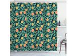Abakuhaus Tenda Da Doccia Mandarine, Disegno Astratto Con Motivi Botanici E Agrumi Su Rami Con Foglie, 175 X 220 Cm, Multicolore
