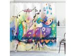 Abakuhaus Tenda Da Doccia Con Dipinto Astratto A Olio, Opera D'arte In Stile Moderno Con Macchie Di Colore E Occhi Come Forme, 175 X 180 Cm, Multicolore