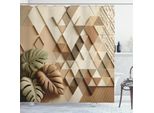 Abakuhaus Tenda Da Doccia Monstera, Stile Boho Scandinavo Motivo Geometrico Triangolare Poligonale, 175 X 240 Cm, Verde Rosa Pallido Cacao