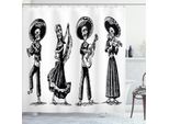 Abakuhaus Tenda Da Doccia Dia De Los Muertos, Tema Del Giorno Dei Morti Con Scheletri Che Suonano Musica E Ballano, 175 X 180 Cm, Grigio Antracite E Bianco