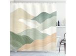 Abakuhaus Tenda Da Doccia Neutra, Dipinto A Matita Astratto Di Montagne Dalle Armoniose Tonalità Pastello, 175 X 200 Cm, Beige Ecrù Verde
