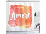 Abakuhaus Tenda Da Doccia Amore, Love Theme Italian Way Sfondo Color Mandarino Intenso Con Pennellate, 175 X 180 Cm, Multicolore