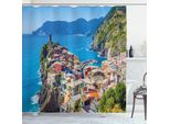 Abakuhaus Tenda Da Doccia Vernazza, Affascinante Paesaggio Delle Cinque Terre In Italia Con Case, Scogliere E Mare, 175 X 180 Cm, Multicolore