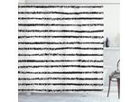 Abakuhaus Tenda Da Doccia A Righe, Dipinta A Mano Con Linee Grunge A Pennellate In Design Monocolore, Motivo, 175 X 180 Cm, Grigio Antracite Bianco