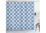 Abakuhaus Tenda Da Doccia Astratta, Stile Scandinavo, Illustrazione Floreale Rotonda Nordica, 175 X 180 Cm, Avorio E Blu Cobalto
