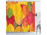 Abakuhaus Tenda Da Doccia Foglie Autunnali, Chiusura Panoramica Immagine Di Foglie Con Gocce Di Pioggia, 175 X 180 Cm, Multicolore