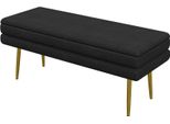 Panca Fortuna Lai, Panca Imbottita Con Vano Contenitore, Effetto Velluto, Panca Letto Con Gambe In Acciaio, Panca Porta Scarpe, Panca Contenitore Per Soggiorno, Camera Da Letto, Nera, 79,5 X 37,5 X 43 Cm