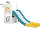 Fortuna Lai Scivolo Per Bambini, 4 In 1, Scivolo Per Bambini Piccoli Con Canestro Da Basket, Struttura Per Arrampicata Telescopica Gialla 70 X 177 X 92 Cm