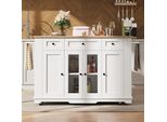 Isola Da Cucina Sweiko, Pareti Divisorie Amovibili, Mobile Da Cucina, Carrello Sala Da Pranzo Con Piano Di Lavoro, Mobile Buffet, Carrello Sala Da Pranzo Con Venature Del Legno, Mobile Buffet, Mobile In Vetro Temperato, Bianco