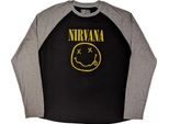 Nirvana - T-Shirt Unisex Uomo/Donna, Manica Lunga Raglan RO14335 (Xl) (Nero/Grigio)