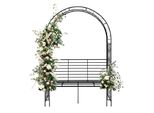 Fch Arco Di Rose In Metallo 135 X 58X202 Cm, Arco Da Giardino Con Panchina, Per Piante Rampicanti