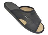 Bosaco Pantofole Da Uomo In Vera Pelle - Mules Aperte Nere - Taglia 44 - Pantofole Comode Con Suola In Eva