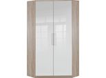 Armadio Angolare Greven 95X95Cm Rovere Saw-Grain Bianco Lucido A 2 Ante