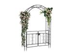 Fch Arco Di Rose In Metallo, 134,5X 58,5X213Cm, Con Porta, Robusto Traliccio Per Piante Rampicanti