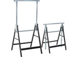 Fortuna Lai 2 X Cavalletto Per Ponteggi Cavalletto Ribaltabile Regolabile In Altezza Fino A 200 Kg Acciaio Nero 68 X 58 X 80-130 Cm