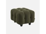 Pouf, Poggiapiedi Bouclé Strutturata Per Divano A 2 Posti, Verde Kaki