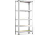 Scaffalatura Per Carichi Pesanti Wiltec 180X90X30Cm, Carico Totale 875Kg, Scaffale Senza Bulloni In Acciaio Zincato, Scaffale Di Carico Con 5 Ripiani, Scaffale Per Officina