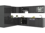 Vicco Cucina Angolare Completa Fame-Line, 347 X 46 Cm Senza Piano Di Lavoro, Antracite Lucido/Antracite