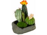 Kunstpflanze I.Ge.A. "Kakteen", Orange, B:15Cm H:19Cm T:14Cm, Kunststoff, Polyester, Kunstpflanzen, Kunstpflanze Zimmerpflanze Kunstkaktus