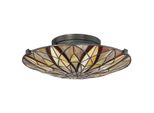 Lampada Da Soffitto In Vetro Colorato Tiffany Marrone Scuro Victory 2Xe27 60W Quoizel