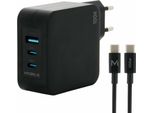 Mobilis - Alimentatore - Veloce, Gan - 100 Watt - Qc, Pd/Pps - 3 Porte Di Uscita (Usb, 2 X USB-C) - Nero - Europa (001365)