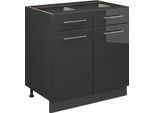 Vicco Mobiletto Base Per Cucina Fame-Line, 80 Cm , Pl Rovere, Antracite Lucido/Antracite
