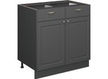 Vicco Mobiletto Base Per Cucina Fame-Line, 80 Cm Senza Piano Di Lavoro, Landhaus Antrazit-Oro/Antracite