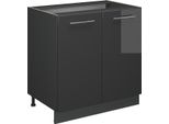 Vicco Mobile Lavello Cucina Fame-Line, 80 Cm Con Ripiano, Senza Piano Di Lavoro, Antracite Lucido/Antracite