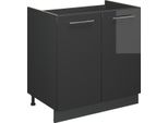Vicco Mobile Lavello Cucina Fame-Line, 80 Cm Senza Piano Di Lavoro, Antracite Lucido/Antracite