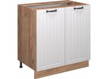 Vicco Mobiletto Base Cucina Fame-Line, 80 Cm Con Ripiano, Senza Piano Di Lavoro, Bianco Casa Di Campagna/Quercia Dorata