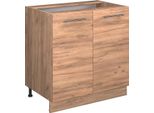 Vicco Mobiletto Base Cucina Fame-Line, 80 Cm Con Ripiano, Pl Rovere, Quercia Dorata/Quercia Dorata